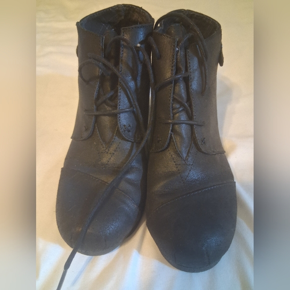 Maurices Black Lace-Up Wedge Boots - Picture 6 of 7